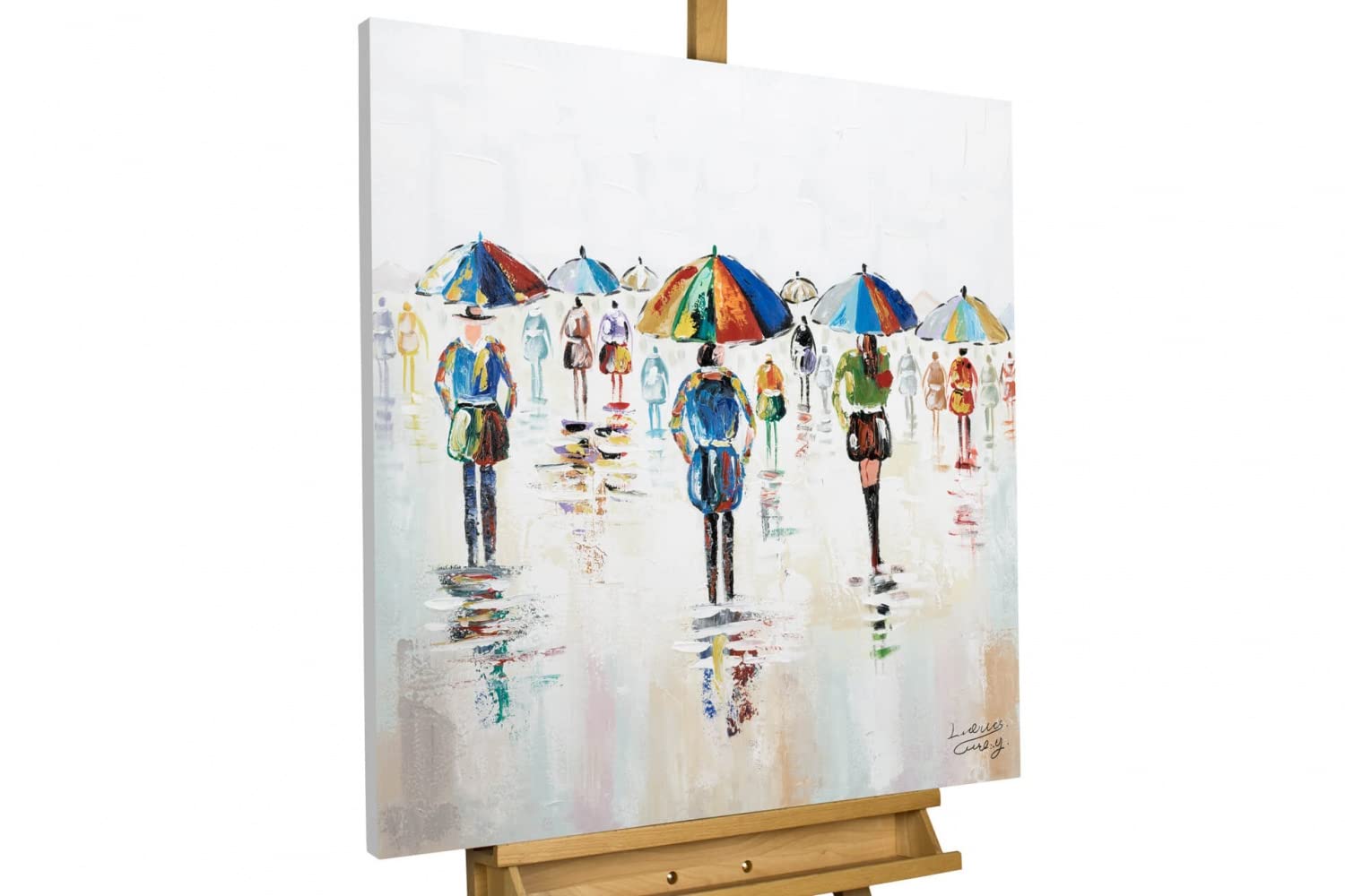 Canvas schilderij, Vogel papegaai beige geschilderd