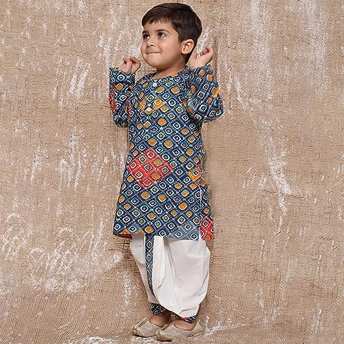 Image of AJ DEZINES Kids Ethnic Wear Pure Cotton Dhoti Kurta Set For Boys
