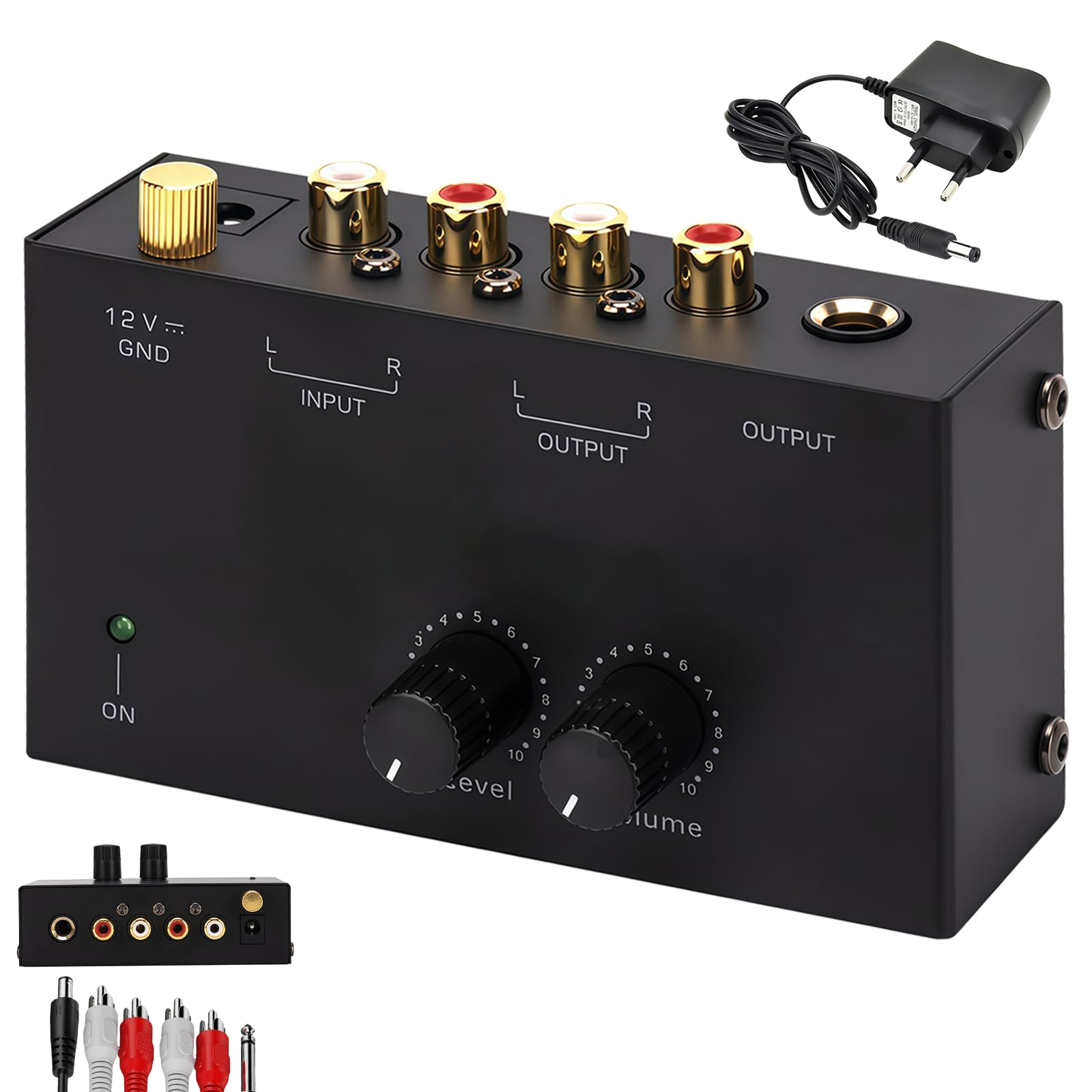 Phono preamplificatore giradischi MM con ingressi e uscite RCA, amplificatore stereo DC 12V