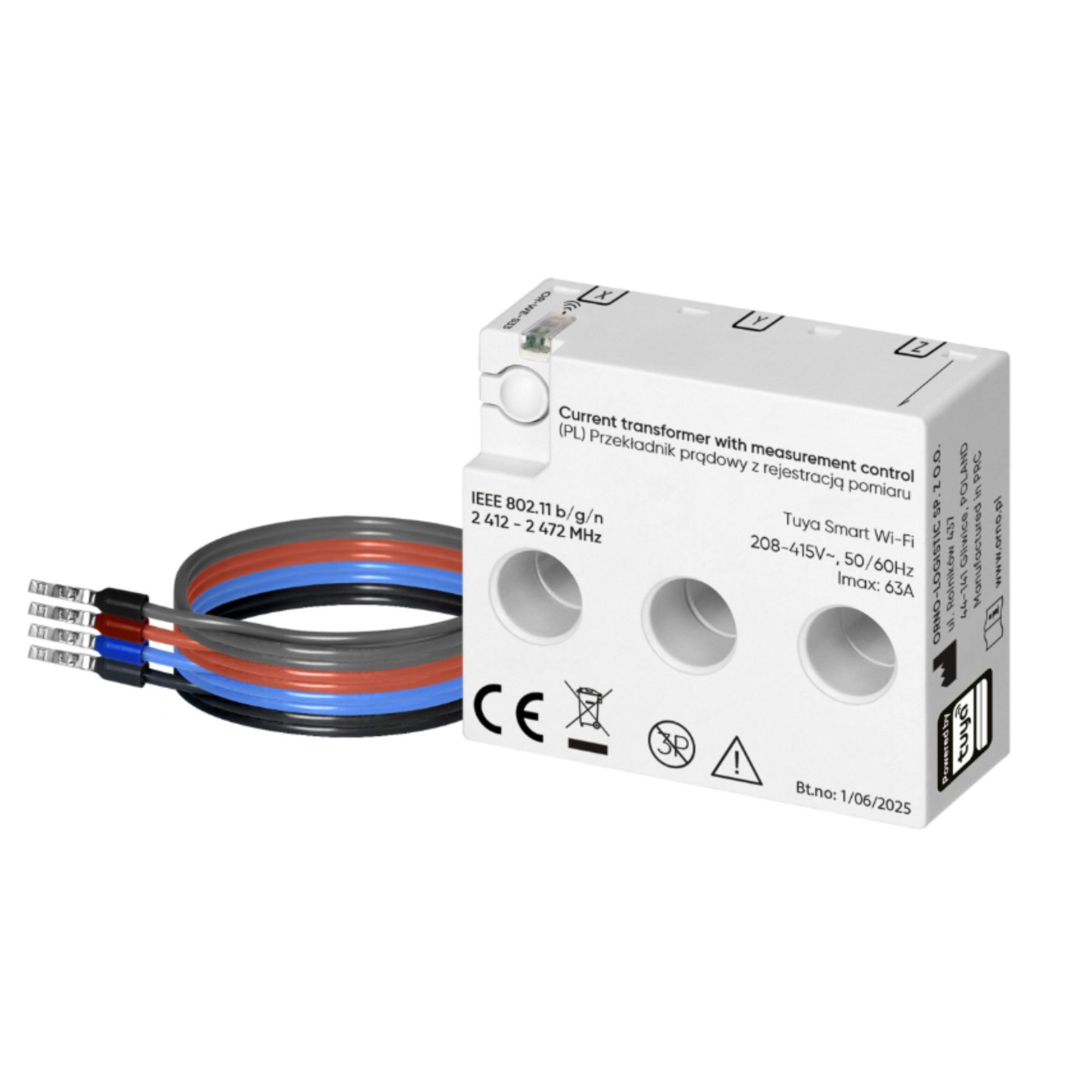 Licznik Energii Elektrycznej z Rejestracją Pomiaru 230/400V - 63A Zdalny Odczyt Danych z Aplikacją Tuya Smart Podlicznik Energii Elektrycznej (trójfazowy)