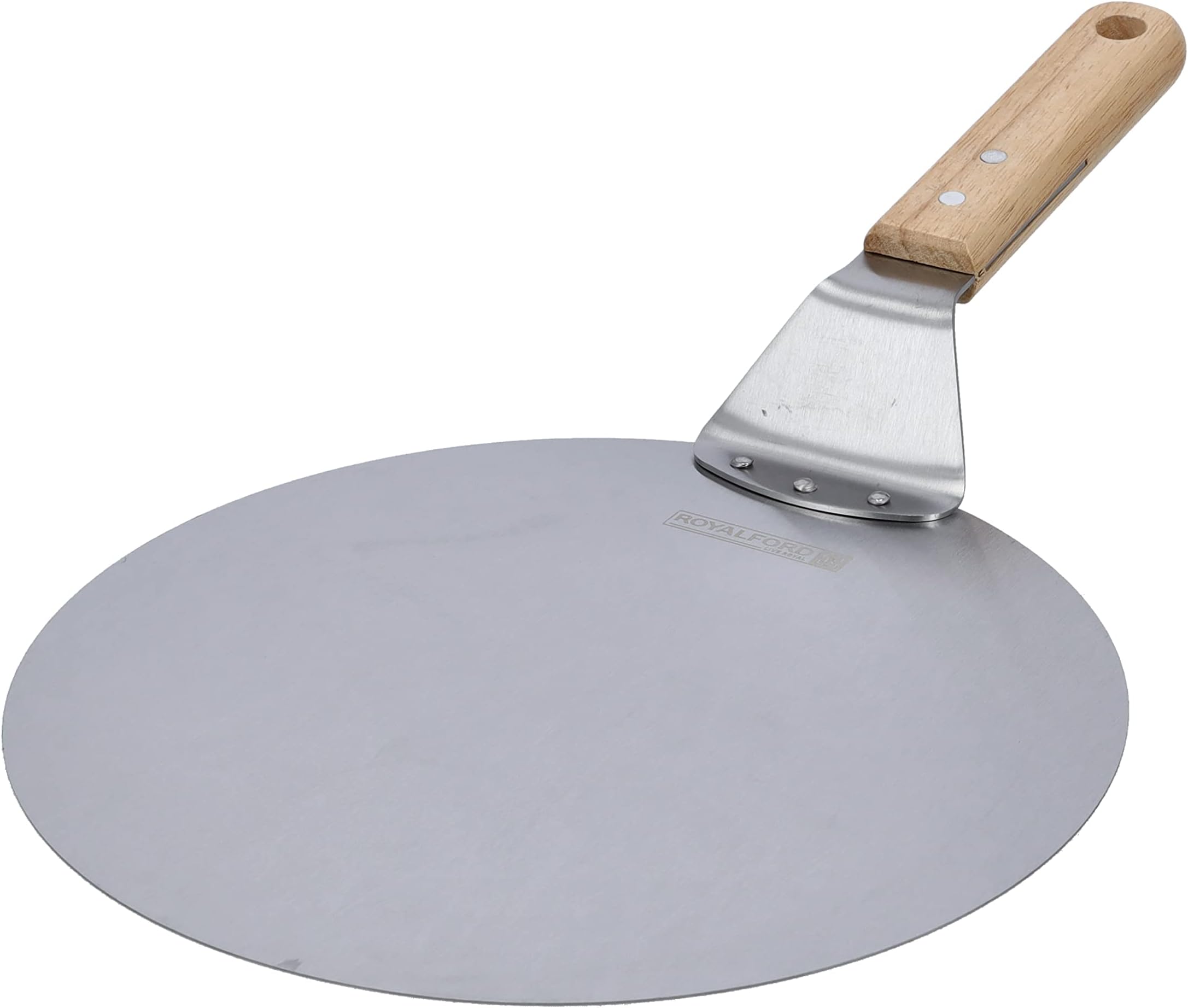 Royalford 10" Pizza Spatula, Stainless Steel, Rf10227 | Wooden Handle | Cake Lifter | Plate Holder Baking Tool Baking Homemade Pizza