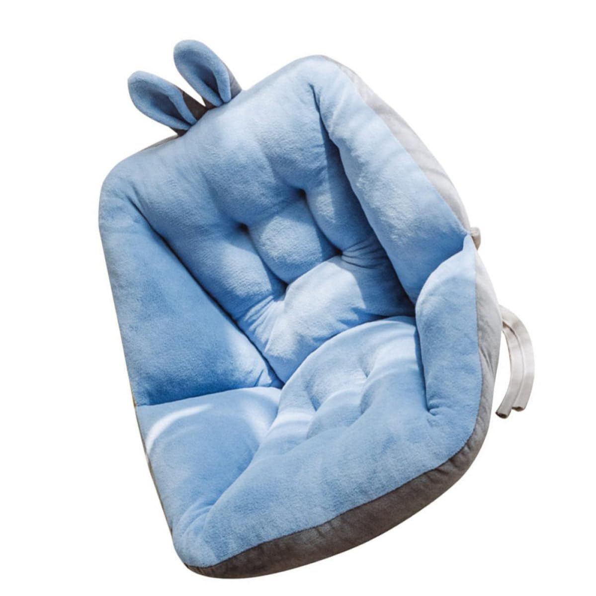 PLAFOPE Cuscino Design Unico Orecchie di per Sedia Schienale Integrato, Morbido e Pratico in Poliestere Blu Dimensioni 45x45 Cm per Ufficio e Soggiorno