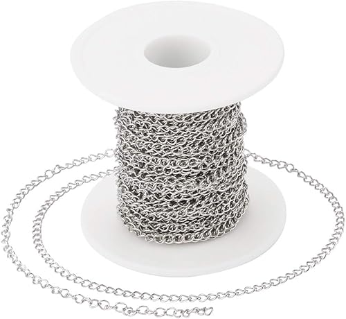 Miniatura 9 de Pandahall - Cadenas cruzadas de acero inoxidable 304 de 32.8 pies con carrete de 0.043 x 0.012 in para hacer pulseras, collares, joyas