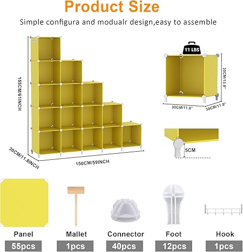 Miniatura 3 de AWTATOS Organizador de almacenamiento de cubos, estantes de cubos de almacenamiento, organizadores de armario de 16 cubos y almacenamiento,