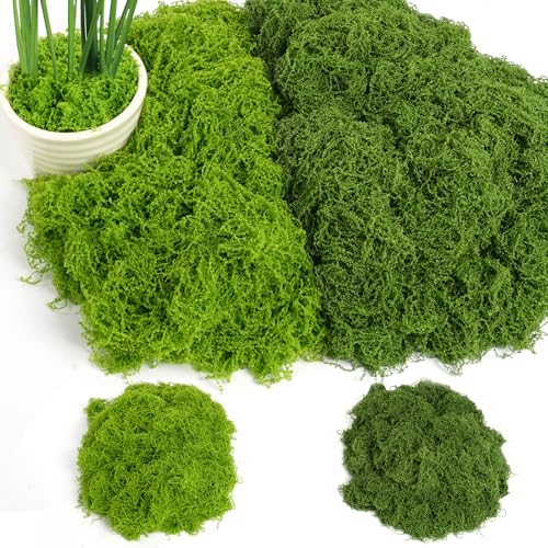 OFFCUP 200G Musgo Artificial, Espuma Artificial Decorativa para Bricolaje Presentación de Mesa Arreglos Florales Jardín de Hadas y Decoración de Bodas (Verde Oscuro 100G + Verde Claro 100G)