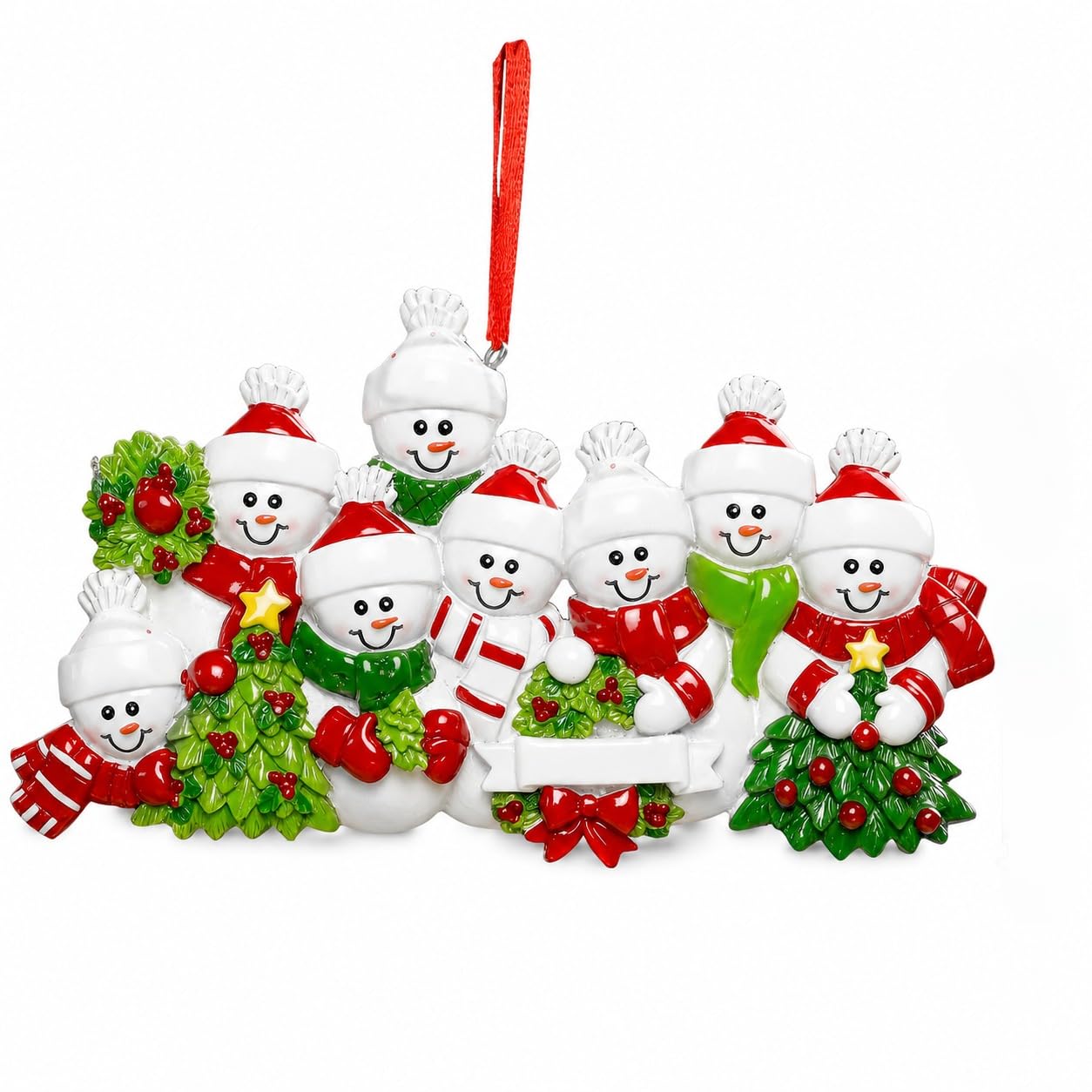 iDIY Family Christmas Ornament 2026, Snowman Ornament with Pen, Write Your Own Names and Year, Resin Christmas Tree Decoration, Family Keepsake Gift, 8-Person Design