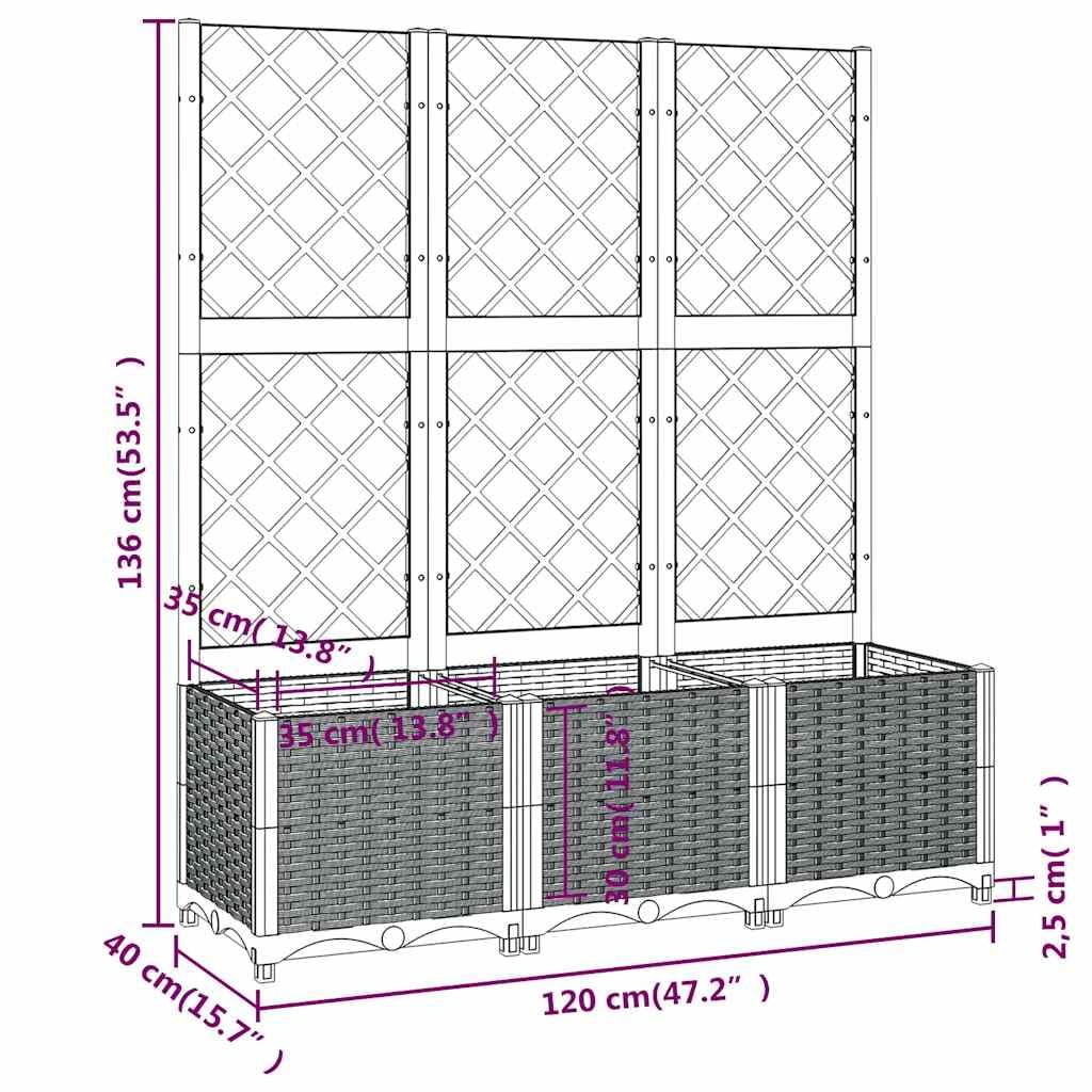 Donica na rośliny z pergolą, ozdobna doniczka z kratką dla roślin pnących, do ogrodu, na balkon i taras, wykonana z odpornego na warunki atmosferyczne polipropylenu, wytrzymała i trwała