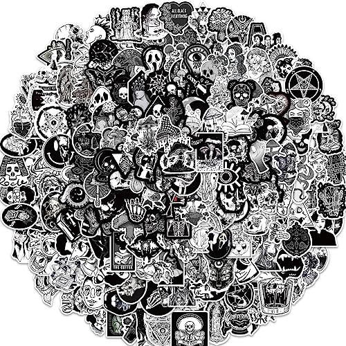 ZYMR Gothic Sticker Set - 200 Stück schwarz-weiße Retro-Aufkleber für Wasserflaschen, Laptop, Skateboard und mehr - wasserdichte Vinyl-Aufkleber für einen einzigartigen und rebellischen Stil