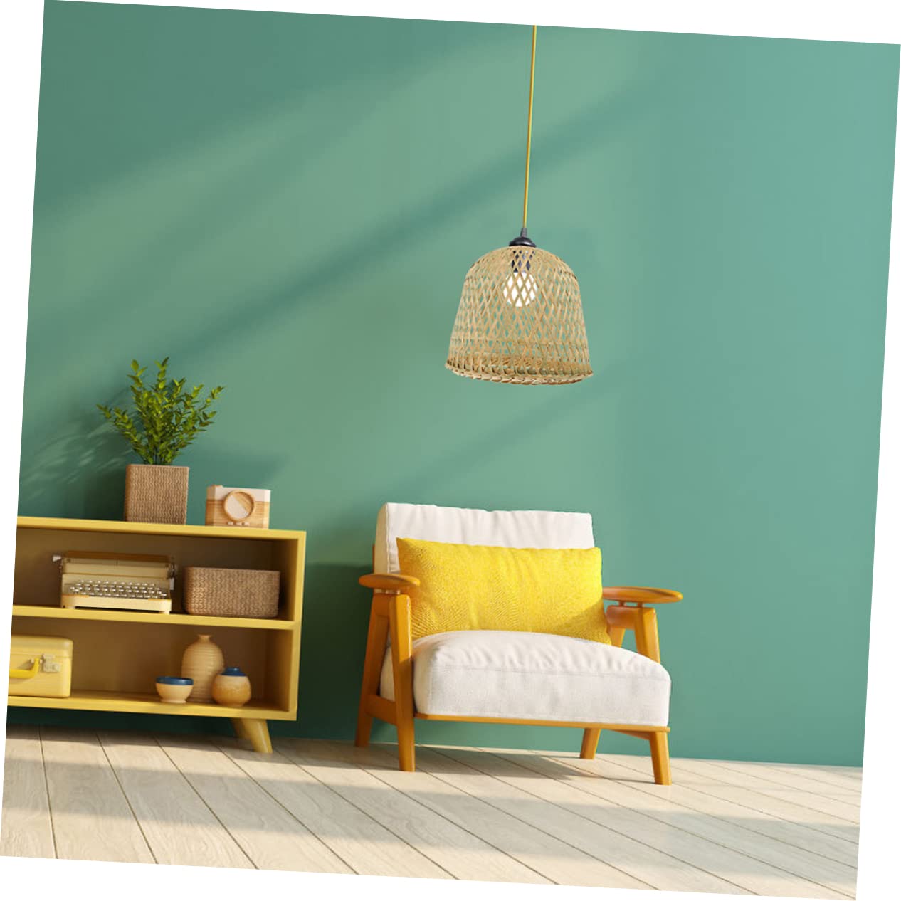 DOITOOL 2 Pezzi Coperchio della lampada da tavolo in bambù lampada da tavolo in vimini decorazioni da appendere per la casa lampadario sospensione lampada sospensione paralume in paglia