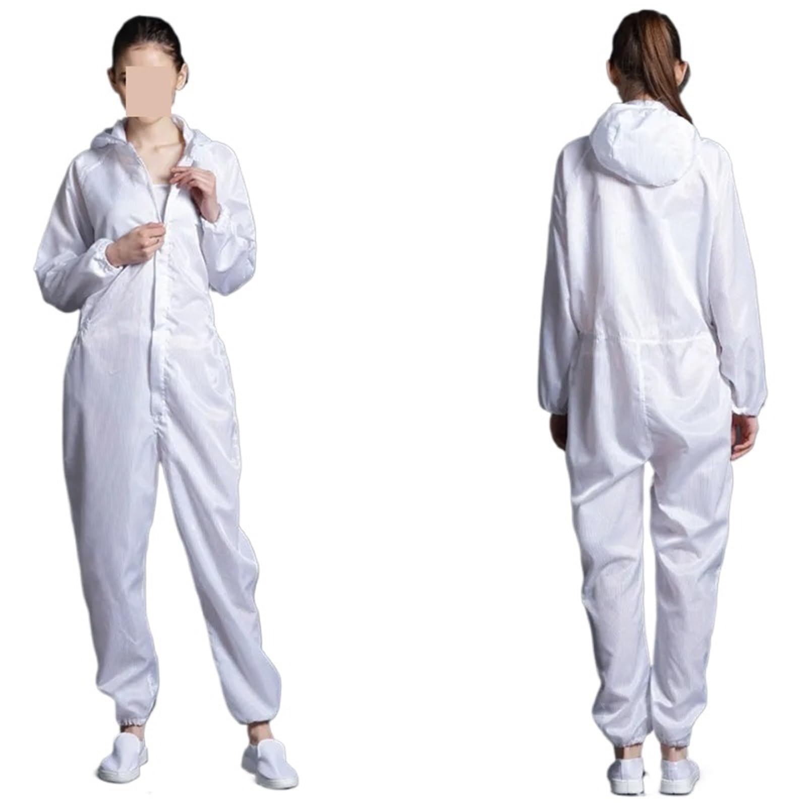 Kombinezony ochronne unisex Czyste ubrania Kaptur Pyłoszczelne ubrania antystatyczne Odzież do pomieszczeń czystych Malowanie Praca Kombinezon(Navy with Pockets,Medium)