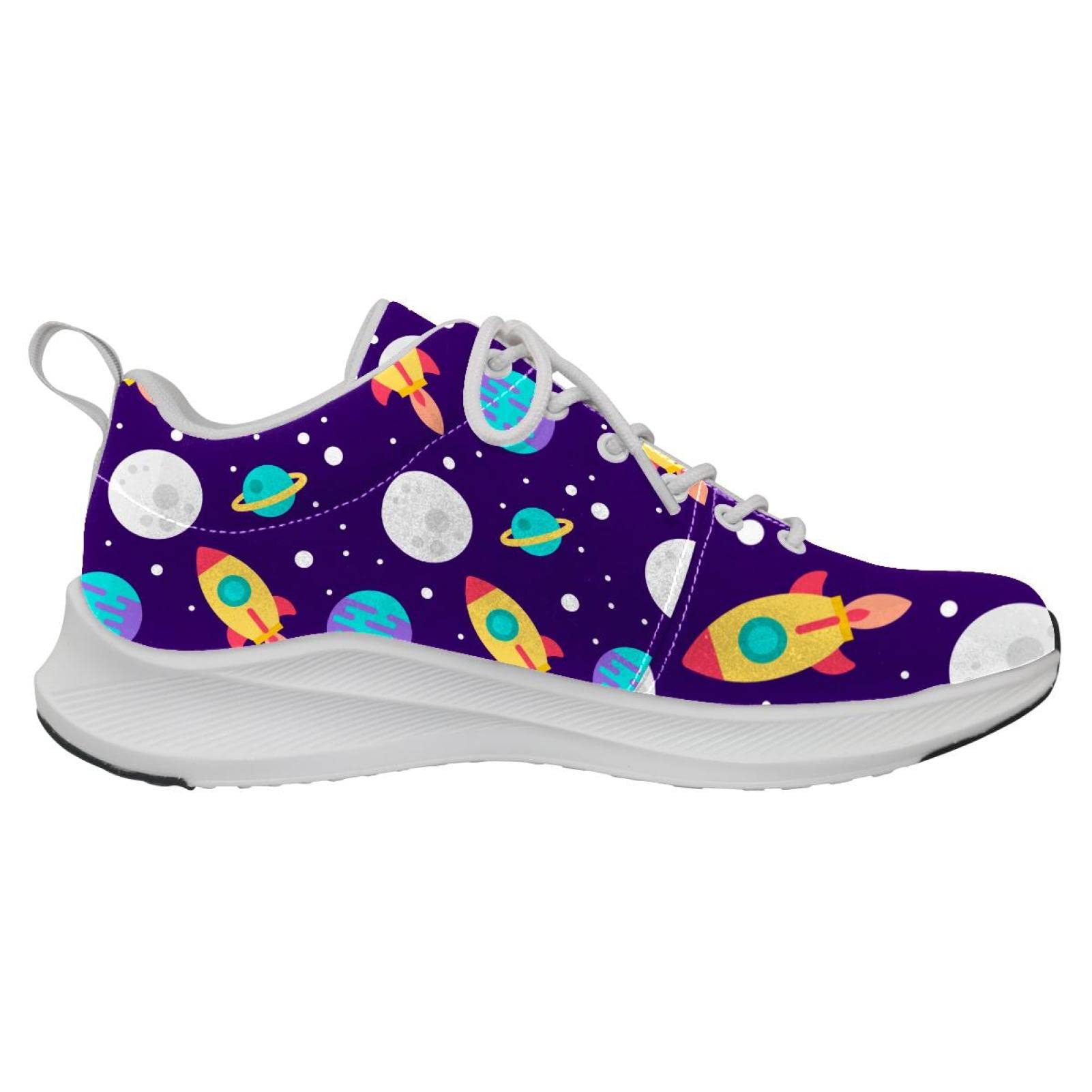 Scarpe da ginnastica uomo personalizzate Scarpe da passeggio leggere Running Athletic Casual Sneakers Spazio esterno razzi pianeti modello, Multicolore, 42 EU