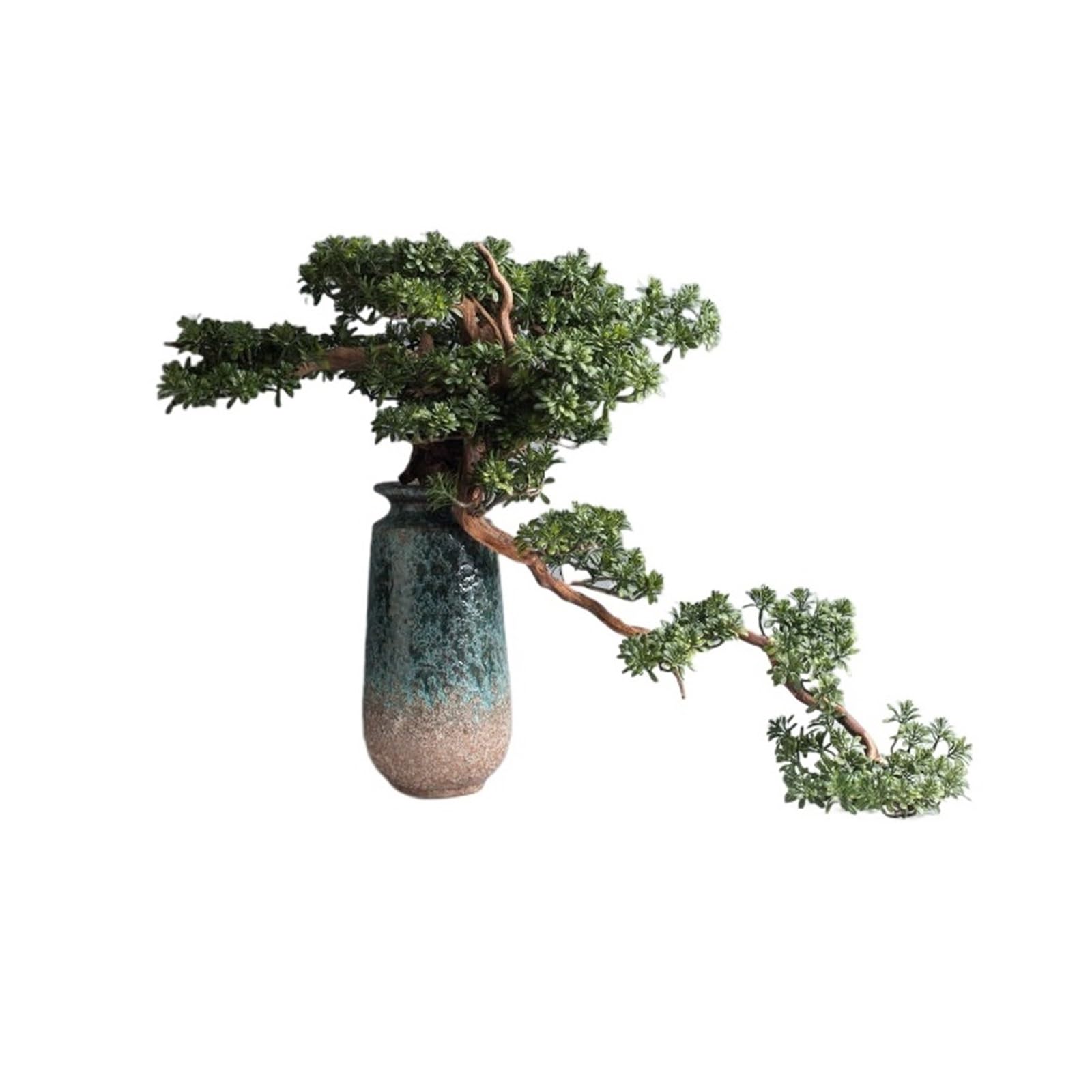Fake Tree Large Artificial Bonsai Tree, Indoor Faux Decorative Plant Lifelike Branching Indoor Decor(Green)