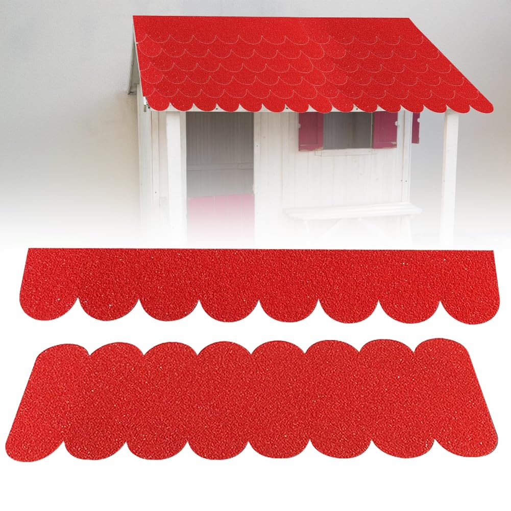 CEWROM Techo de fieltro autoadhesivo para pajarera, resistente al agua, mini tejas, 32 unidades, para pajarera, nido, conejo, hotel de insectos, caseta para perros, buzón, techos (rojo)