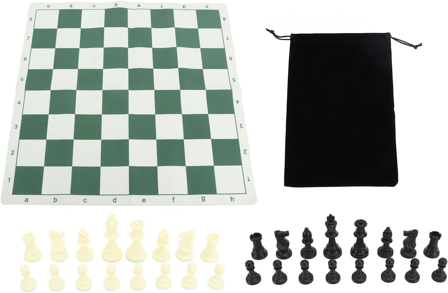 Plastic Chess Set 32 Pieces with PU Mat, Silicone Chess Board, Silicone Chess Board