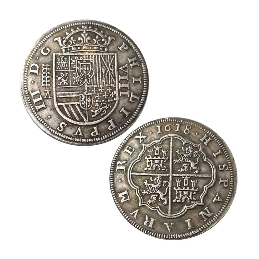 1618 Monedas históricas talladas a mano de España - Grandes monedas europeas de España - Moneda antigua conmemorativa sin circular + Bolsa KaiKBax - Es una moneda artesanal, experiencia futura
