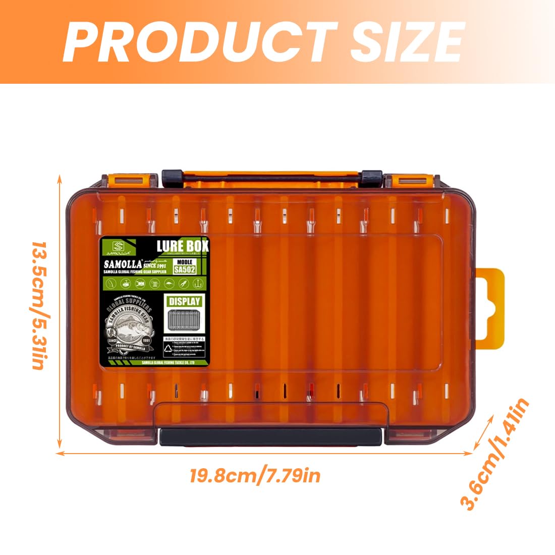 Scatola per esche 6B borsa da pesca Tacklebox Grande arancione 20 * 14 * 4 cm