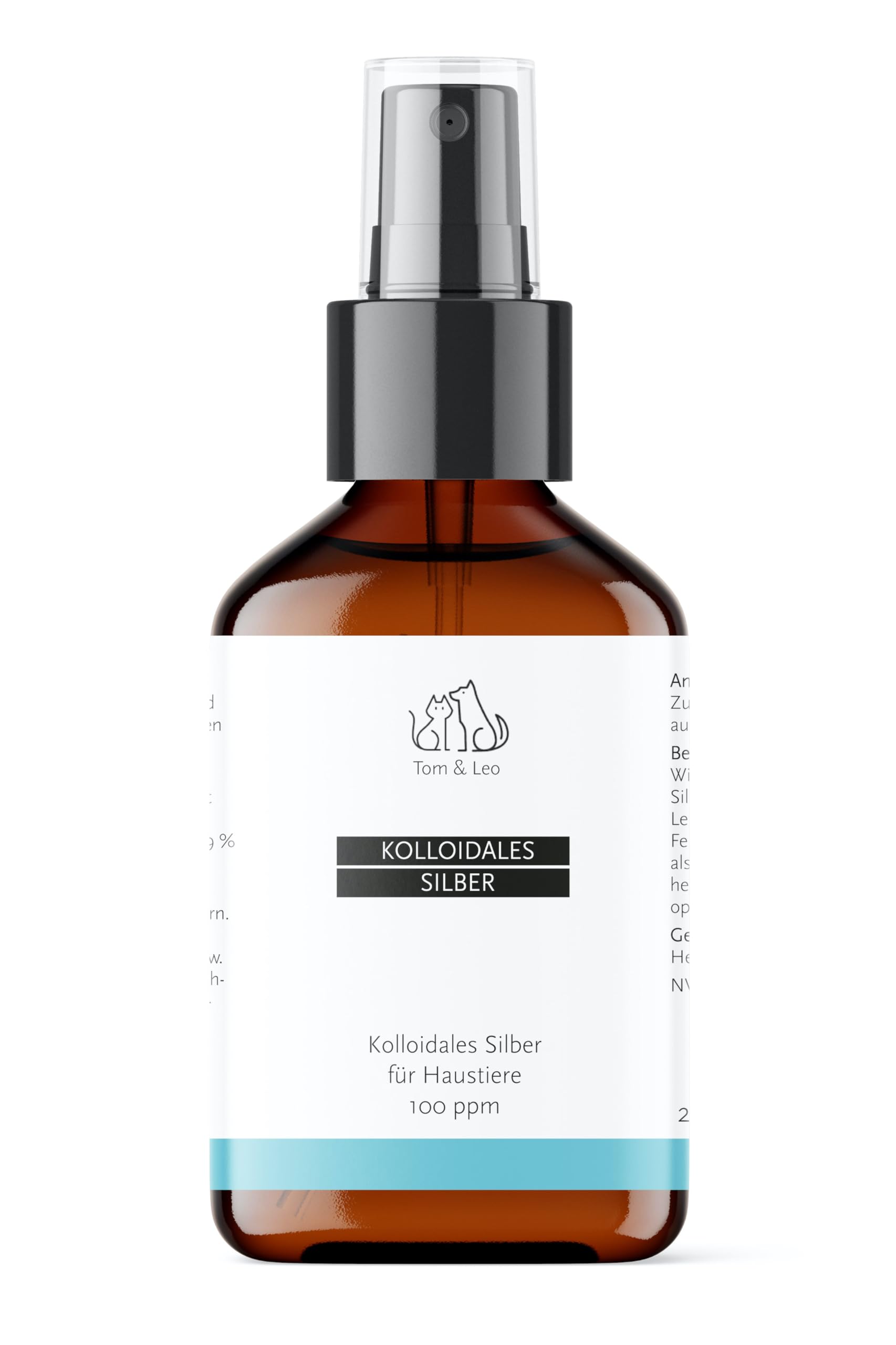 Tom&Leo Kolloidales Silberspray für Haustiere | 250ml - 100pmm | Tiere - Hund, Katze, Pferd und mehr | Wundspray und Mittel gegen Juckreiz