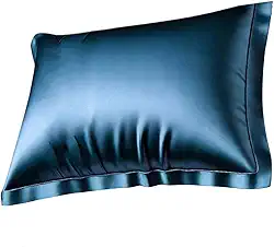 Fronha de Cetim Seda Toque Suave Com Aba Luxo Antifrizz Cabelo Capa de Travesseiro para Cama Color 50x70cm (Azul)