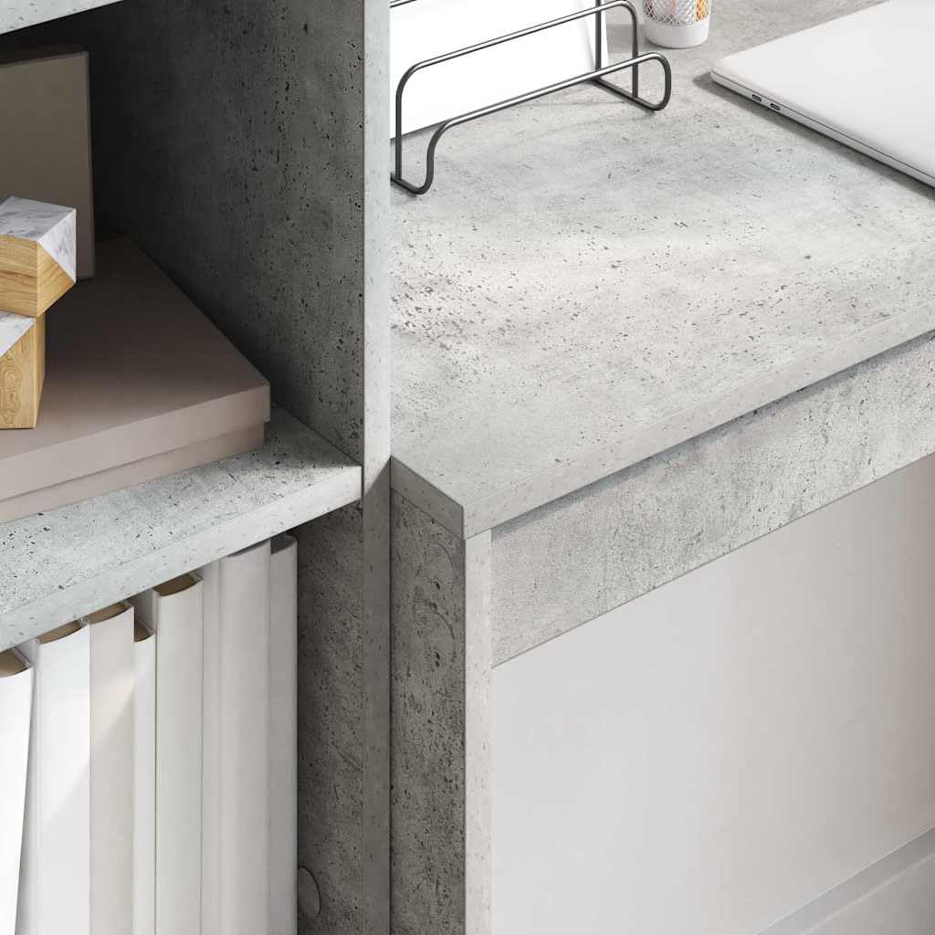 Scrivania in cemento grigio 90 x 40 x 76 cm, scrivania compatta effetto cemento per piccoli uffici, con robusto piano in legno e design moderno, facile da montare