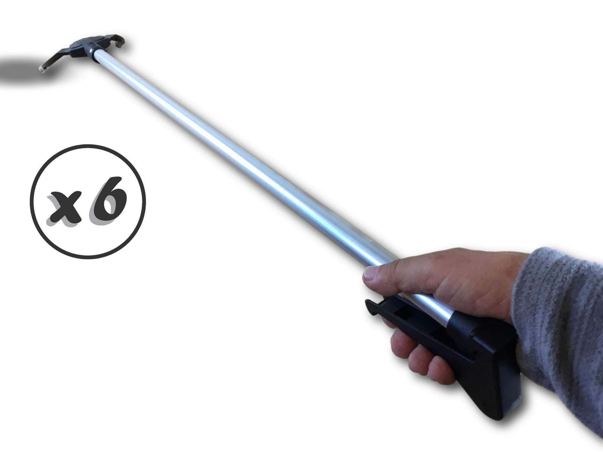 Zacisk do chwytania 100 cm | Zestaw 6 | zbieranie odpadów z liści przedmiotów | Antypoślizgowe szczypce do zginania | Ergonomiczna końcówka | Lekka antykorozyjna | Kibros PINCE100x6