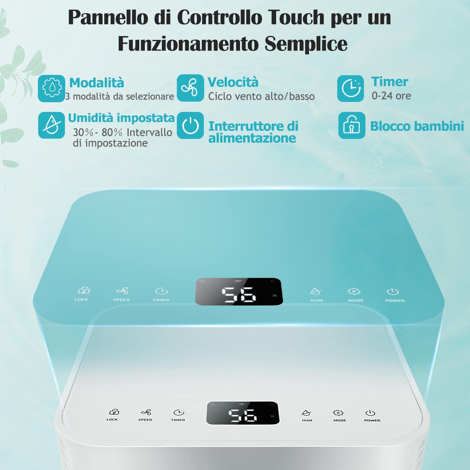 RELAX4LIFE Deumidificatore Casa 12L/Day con 4 Modalità e 2 Velocità, Deumidificatore d'Aria Portatile con 2L Serbatoio dell’Acqua, Timer 24 Ore, Blocco per Bambini (Modello 2, 12L/Day)