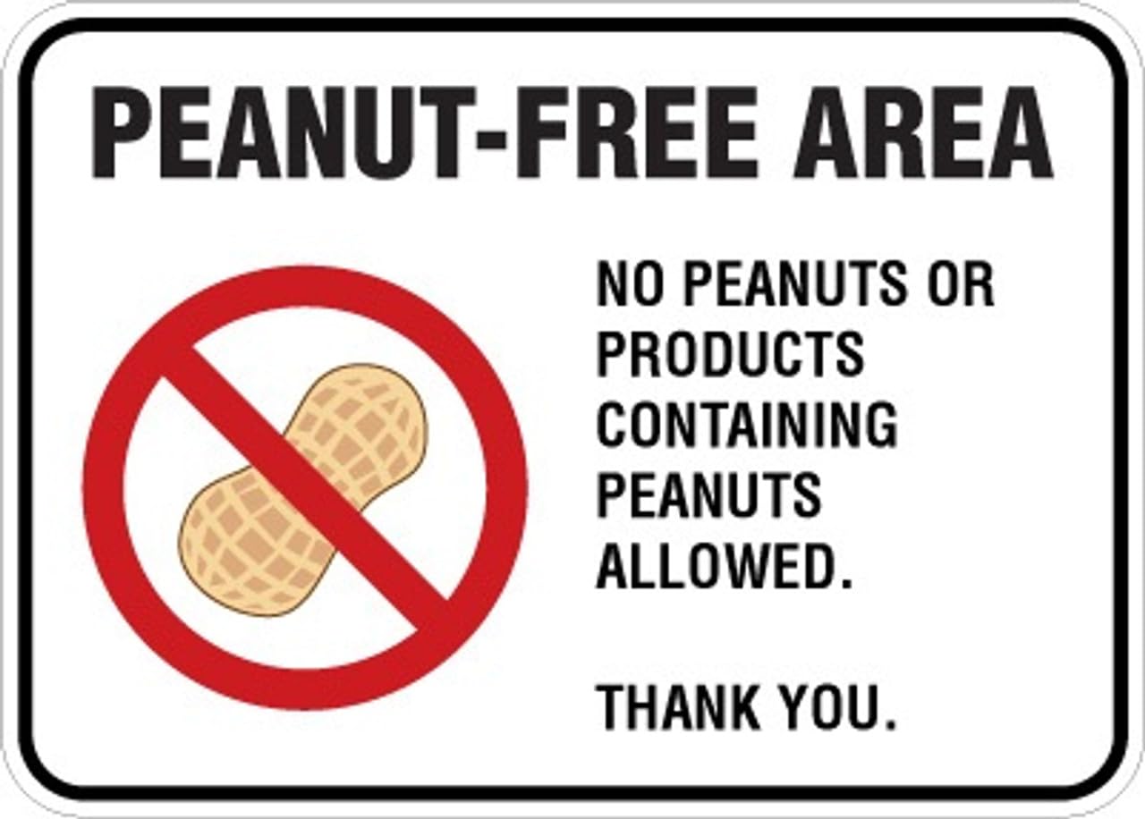Yepyayqvk Peanut Allergy/Peanut Free Metal Tin Sign for Industrial or Commercial Use 8x12 Inch
