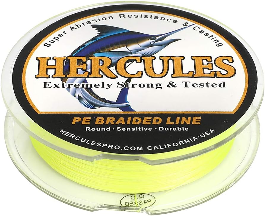 HERCULES Cost-Effective Super Cast 8 Strands Braided Fishing Line 10LB to 300LB Test for Salt-Water,109/328/547/1094 Yards(100M/300M/500M/1000M),Diam.#0.12MM-1.2MM,Hi-Grade Performance,Variety Colors