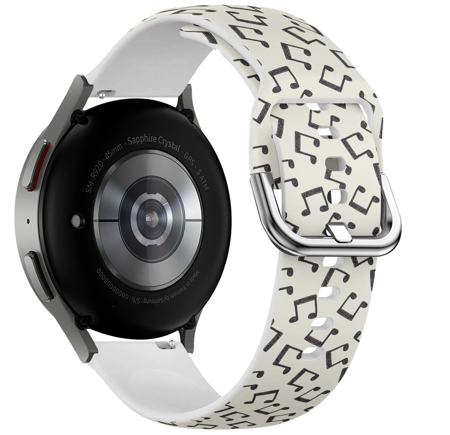 HoneexyBand, (Music Note Doodle Drawing Pattern) Compatible with Samsung Galaxy Watch 5 / PRO, Galaxy Watch 4 Classic, Flexible Soft Silicone Watch Strap Bracelet Wristband