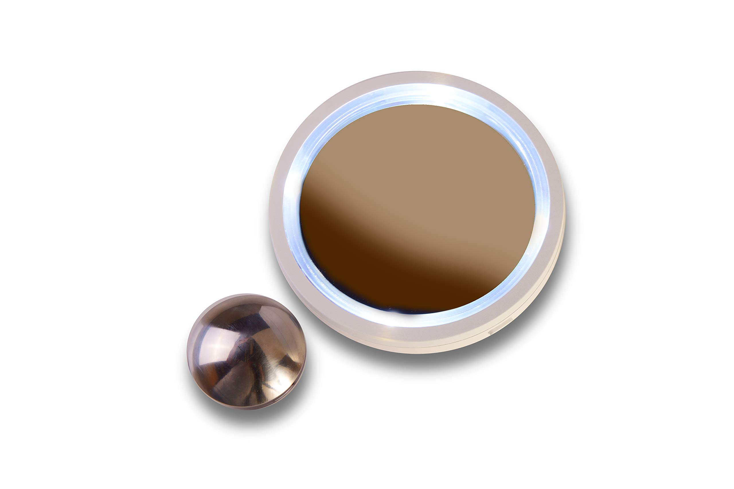 HOMEWELL Swivel Brite Magnifying Mirror with Light for Bathroom Mirrors, 8X Magnification - Mounted Ring Light Mirror w/Magnetic 360° Rotation, Super Bright LED - Travel Lighted Makeup Mirror