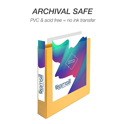 Vista 254 de Samsill (MP128567) - Carpeta de 3 anillos redondos de 2 pulgadas, fabricada en los EE. UU., con cubierta transparente personalizable para insertos