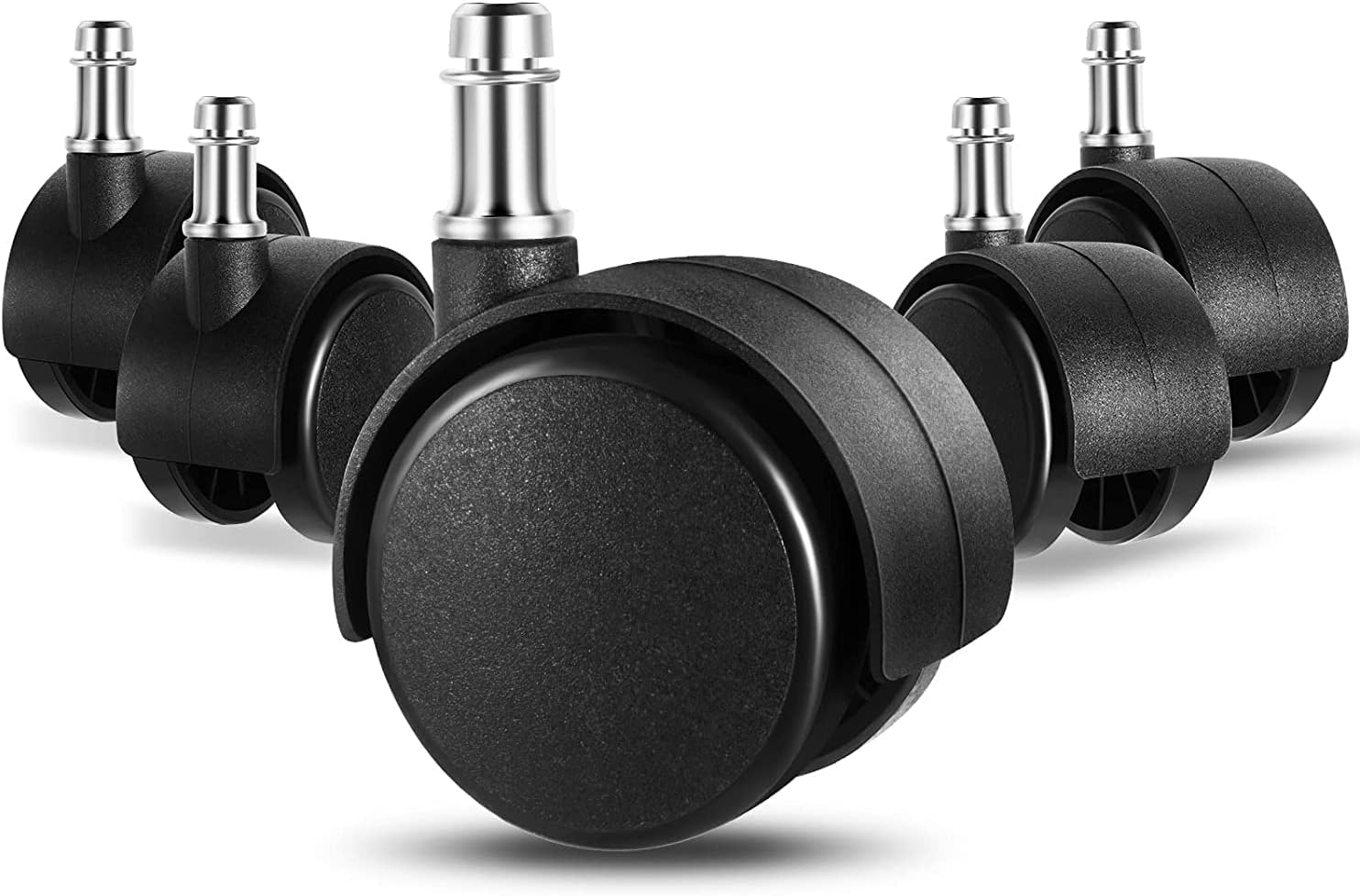 CRAZY TURTLE™ Office Chair Caster Wheels Replacement(Set of 5)|Heavy Duty Caster Support Upto 150KG|Smooth Rolling Heavy Duty Universal Size (Black)(Pin Type)