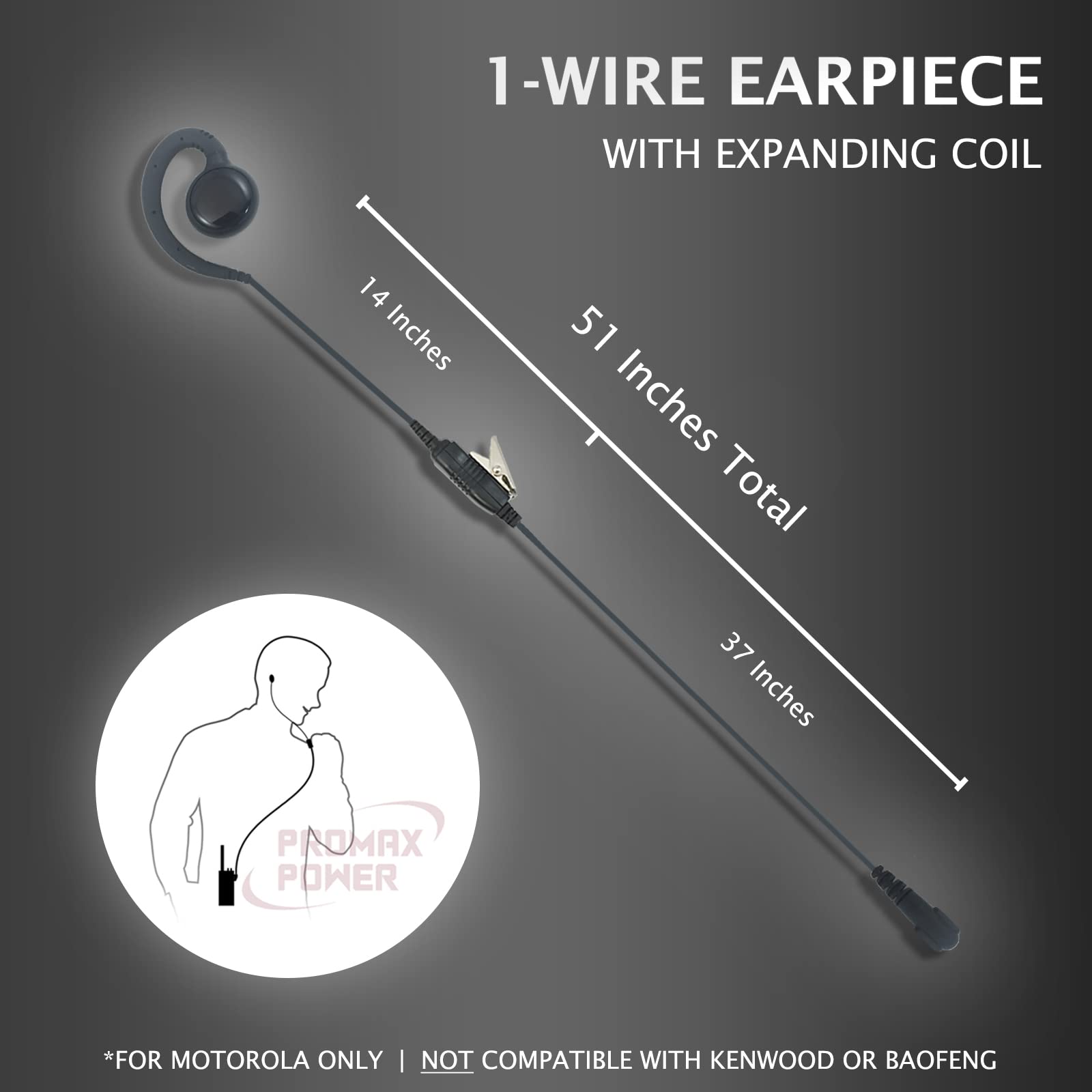 Swivel Earpiece With PTT Mic For Motorola Radios - Compatible With CLS1110, CP110, CP200, RDM2070D