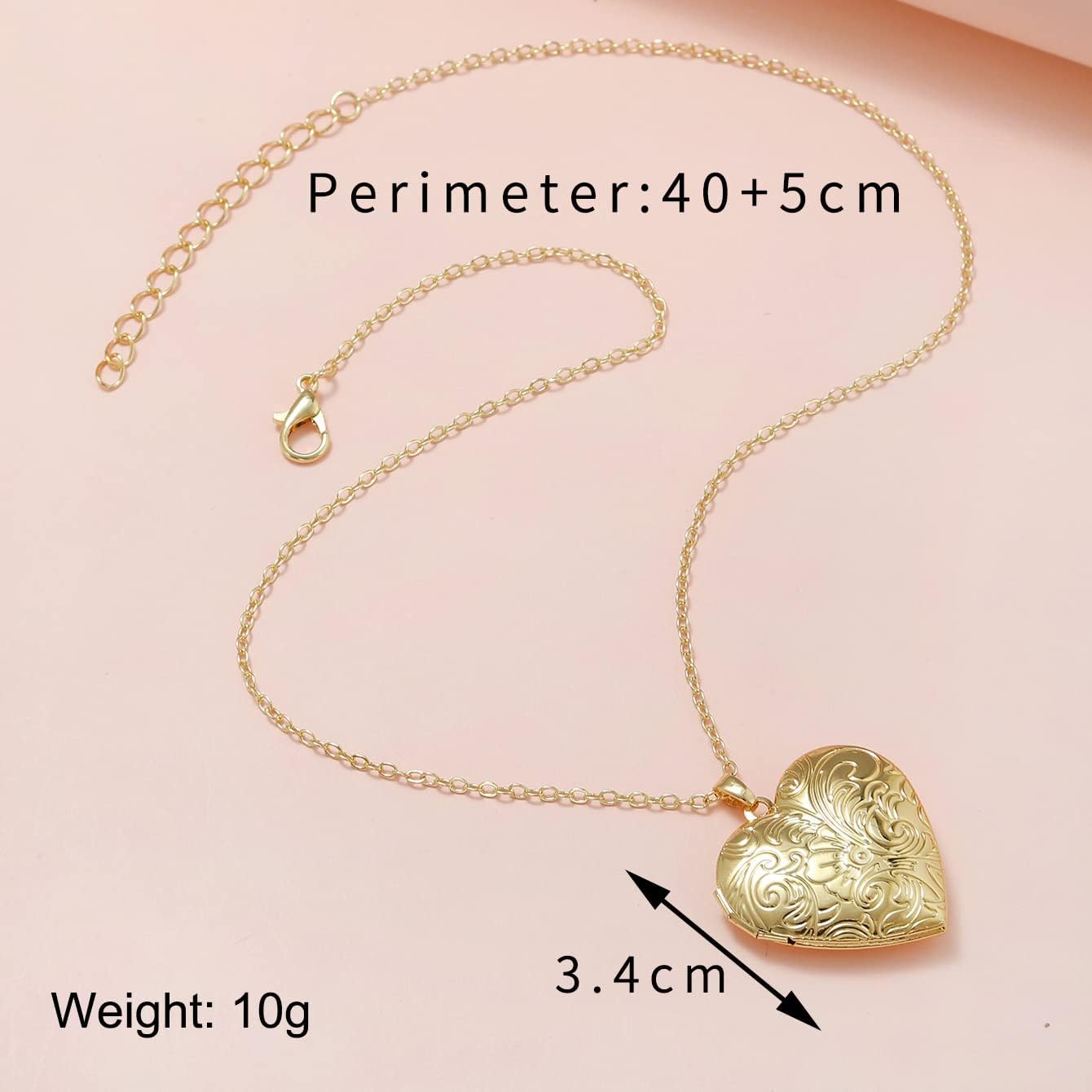 Locket Necklace, Engraved Heart Shaped Locket Pendant Necklace That Holds Pictures Personalized Photo Locket Necklace Memory Necklace for Women Men - Image 4