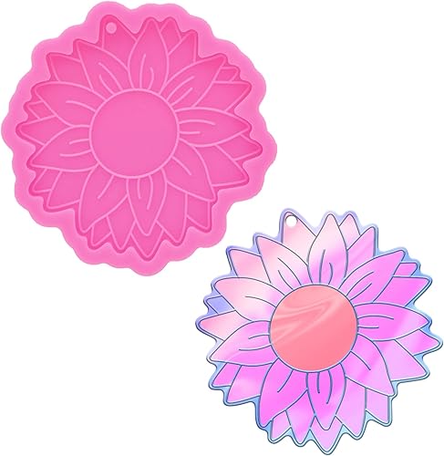 Molde de resina de silicona de flores molde de fundición de resina para hacer joyas llavero en forma de flor molde de bricolaje colgante creativo