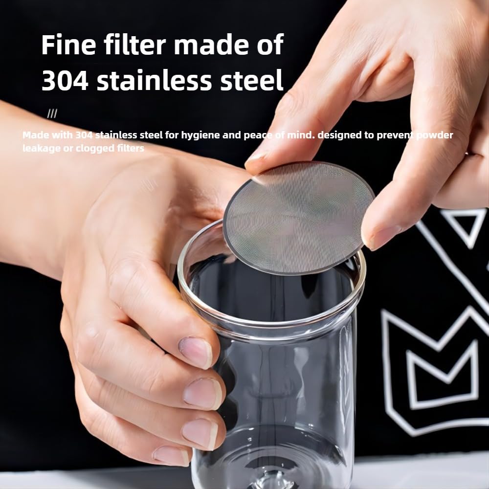 Ekspres do kawy Cold Brew z drewnianym stojakiem, szklany zestaw dzbanków do kawy, odporny na ciepło, gęsty filtr, 100 bibułek filtracyjnych, łyżka do serwowania