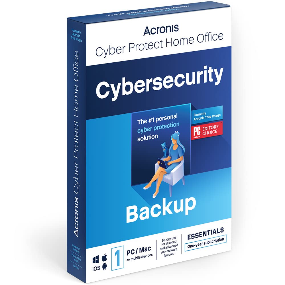 Acronis Cyber Protect Home Office 2023 | Essentials | 1 PC/Mac | 1 An | Windows/Mac/Android/iOS | Sauvegarde | Code d’activation – Envoi par la poste