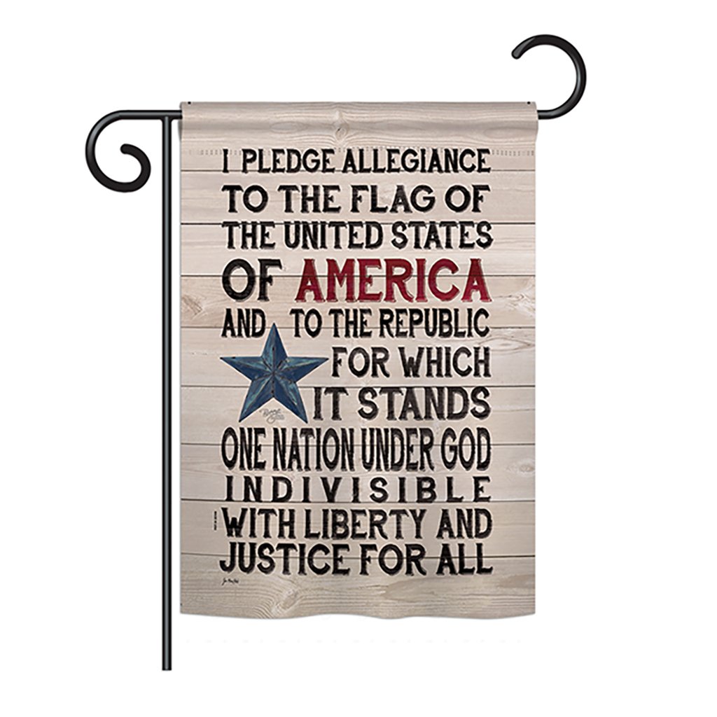 Breeze DecorG161085 Pledge of Allegiance Americana Patriotic Impressions Decorative Vertical Garden Flag 13" x 18.5" Printed In USA Multi-Color