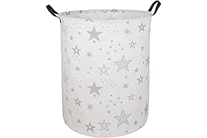 19.7" Round Canvas Large Clothes Basket Laundry Hamper with Handles, Perfect for Kids
