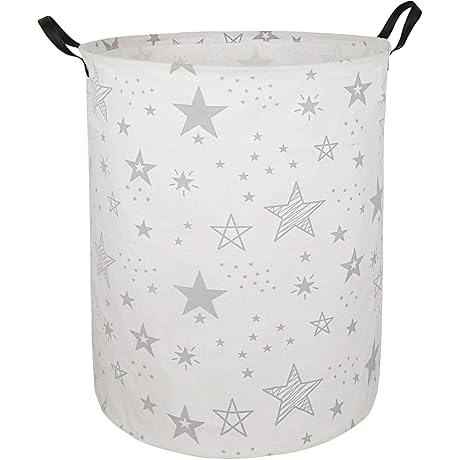 19.7" Round Canvas Large Clothes Basket Laundry Hamper with Handles, Perfect for Kids