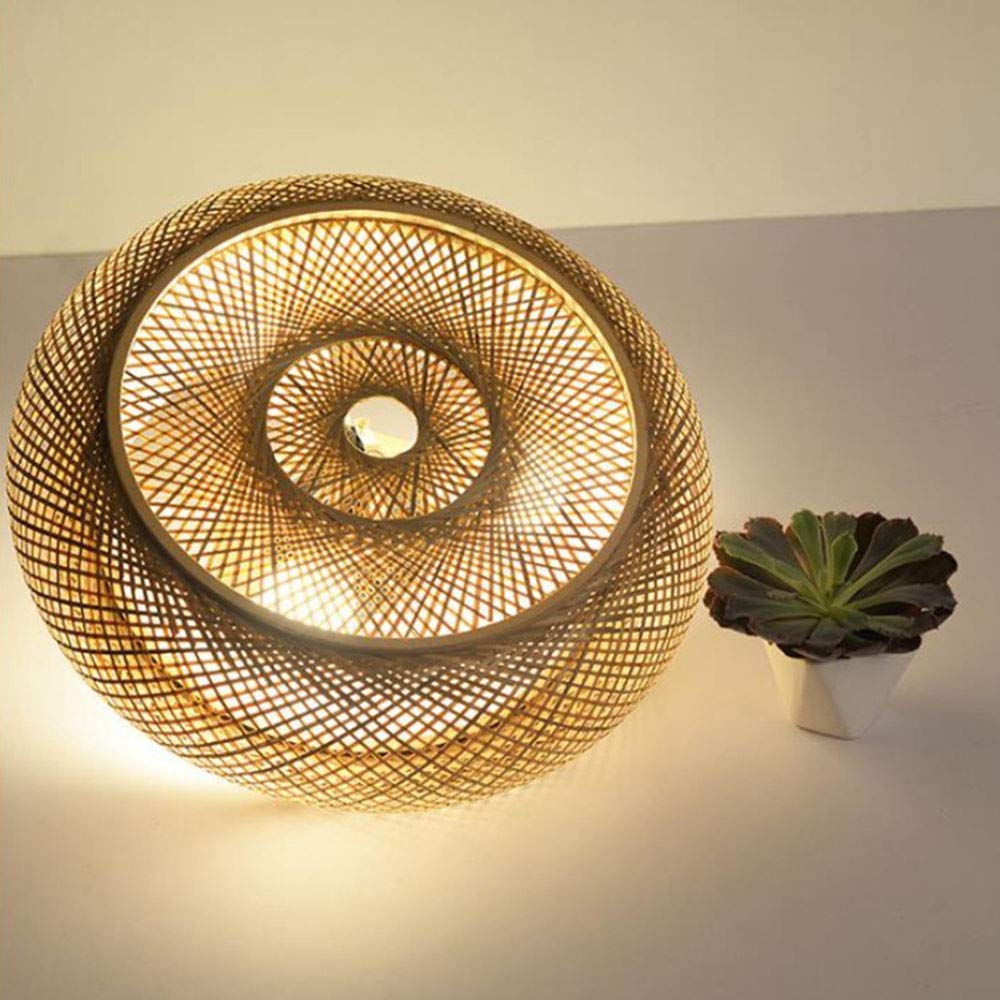 LYMSXAZOU e Weave Chandelier Natural Bamboo and Rattan Woven Ceiling Lamp Creative E27 Pendant Restaurant Tea Room Bedroom ing Cafe Lights,50cm Interesting