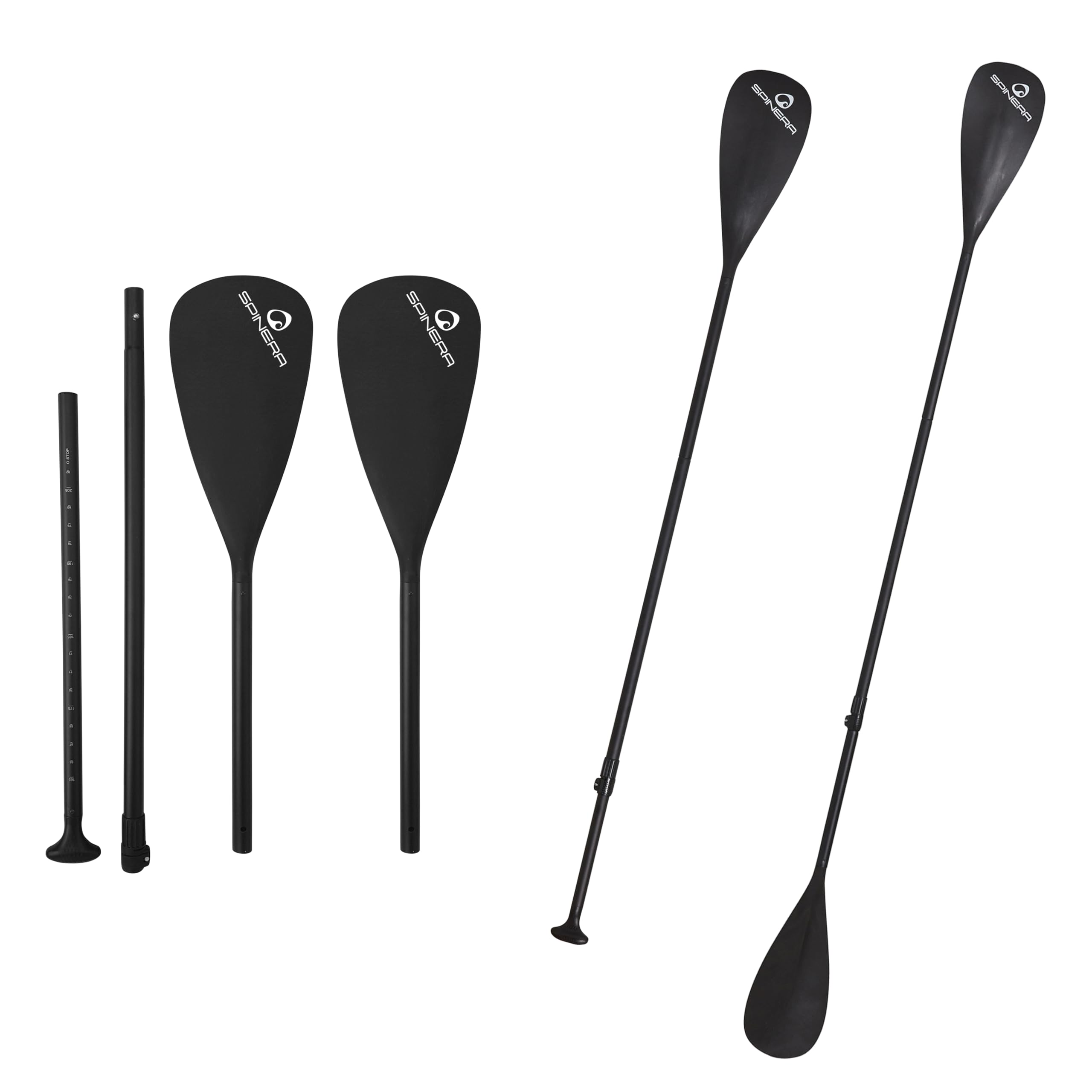 Spinera SUP & Kajak Paddel Classic – 4-teiliges Aluminium Doppelpaddel, verstellbar 165–210 cm, Nylonblätter, leicht & robust – ideal für Stand Up Paddling & Kajak