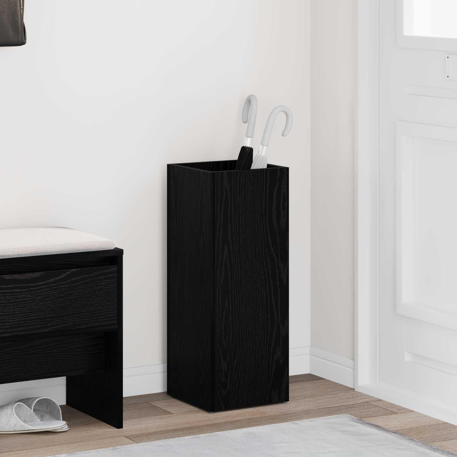 Support de parasol peu encombrant avec bac d'égouttement - Porte-parapluie bois noir 64 cm