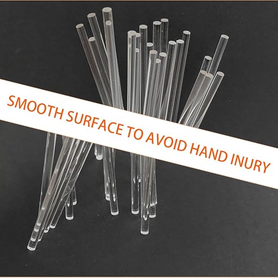 50-Piece 6-Inch Acrylic Lollipop Sticks, Cake Pop Sticks, Candy Stick Stirring Rods, Clear Reusable Acrylic Rods