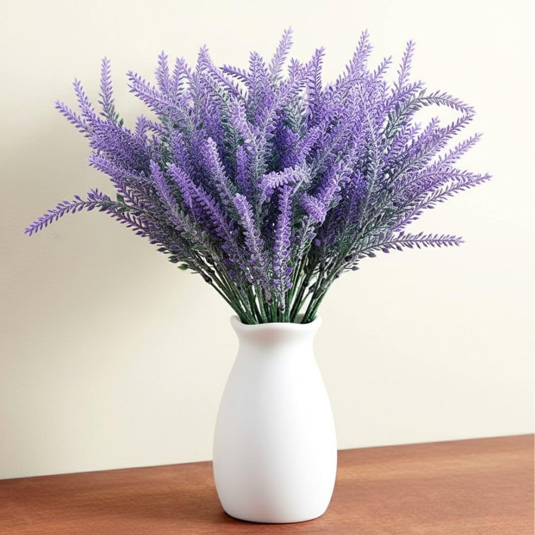 SATYAM KRAFT 5 Pcs Artificial Lavender Flower Bunches | Faux Plant for Home Christmas, New Year, Decor, Living Room, Bedroom, Office, Tabletop & Gifting (Without Pot) (37 cm) (Purple)-image-5