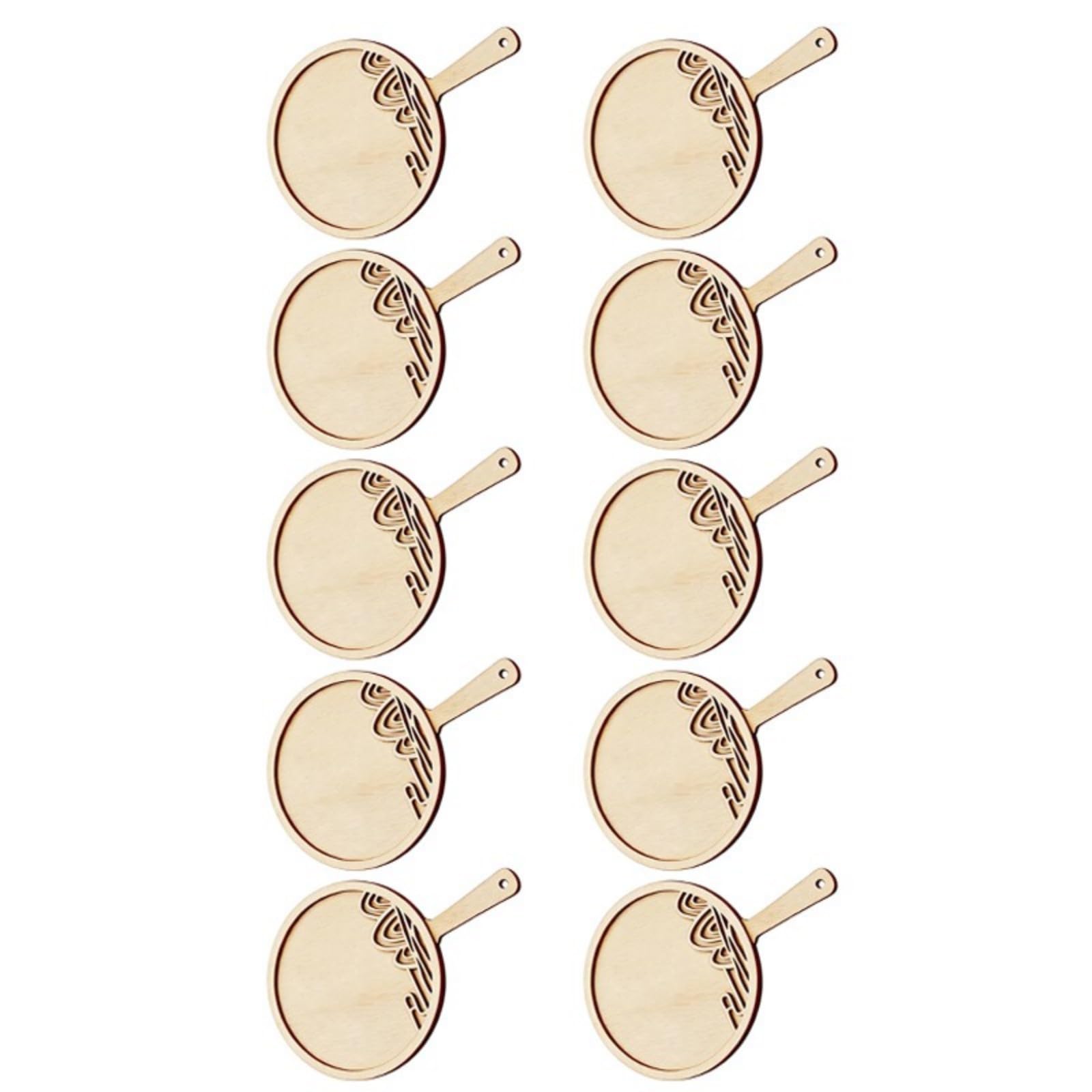 Qusinfc 10Pcs Unpainted Wooden Handheld Fan Unfinished Wooden Fan Shape Cutout for Art Painting and Classroom Art Project Craft