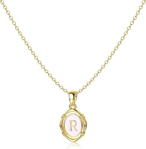 BodyBonita Collar Mujer - Collar con Colgante de Letras R Doradas de 16K Collare