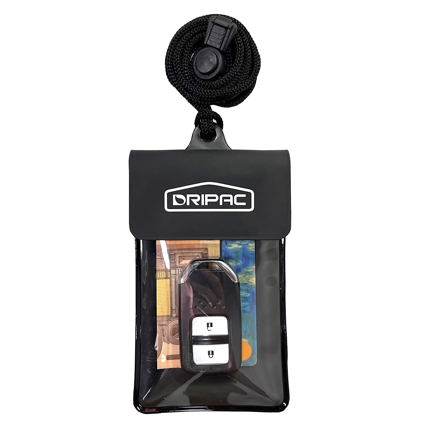 DRIPAC Floating Waterproof Car Key FOB Case Wallet Dry Bag Waterproof Pouch Holder for Key Credit Card ID Cash Badge (Black)