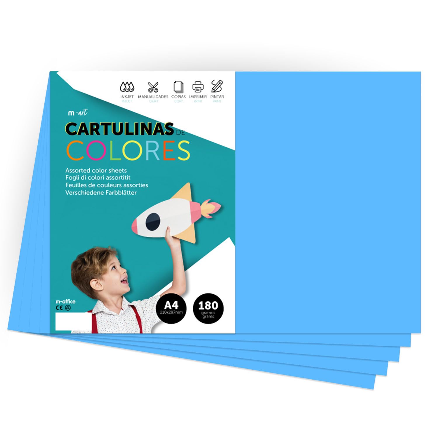 Coloured Card A4 Colour Card Intense Colours 180g for Crafts, Print Your Documents and Creative Designs, Colour Foils A4 · m-office (25 Sheets, Turquoise)