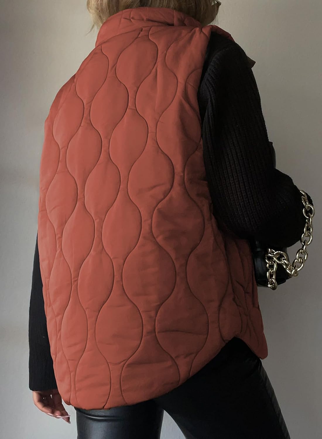 EVALESS Cropped Puffer Vest Women Lightweight Quilted Stand Collar Sleeveless Jackets Fall Winter 2025 Button Zip Up Coat - Image 4