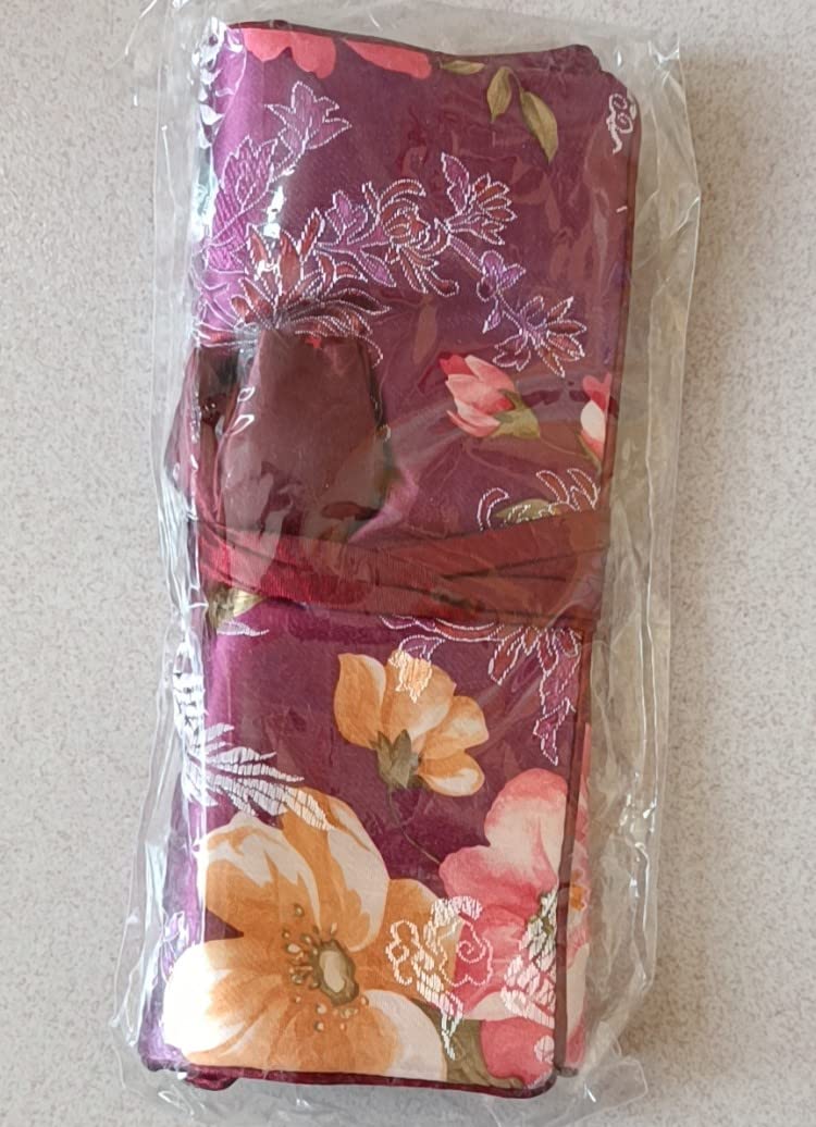 Only My Live Home Bright Portable Silk Brocade Jewelry Roll Travel Bag Folding 3 Zipper Pouch Drawstring Luxury Jewellery Cosmetic Storage Bags Women (burgundy)